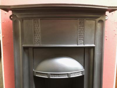 Antique 1920s / 1930s Cast Iron Bedroom Combination Fireplace - close
