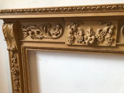 Georgian Vintage carved pine fire surround - feature