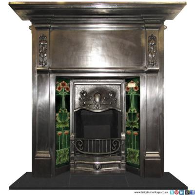 antique Victorian art nouveau fireplace