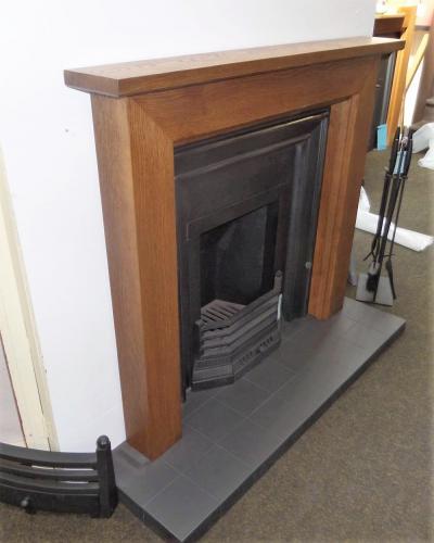 Oak wood mantel fireplace surround