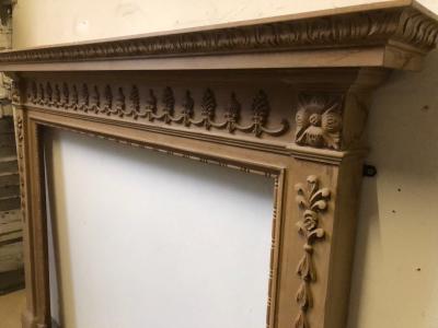Georgian style carved pine fire surround - top