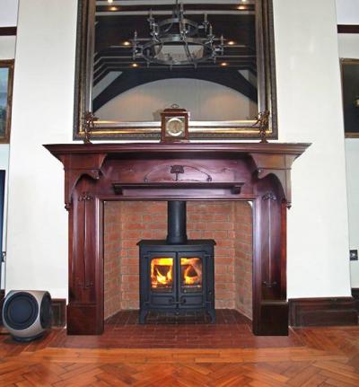 stove and wood surround