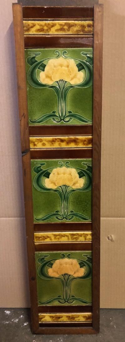 Set of Edwardian superb Art Nouveau design embossed tiles